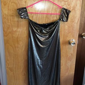 🥇 Gold Metallic Off the Shoulder Long Dress 🥇